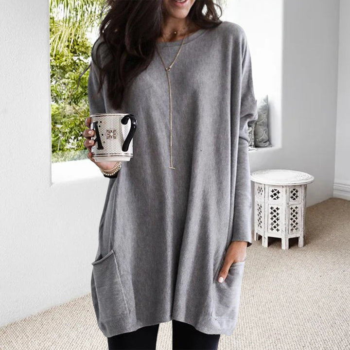 Trendy Oversized Warme Dames Tuniek Jurk met Zakken