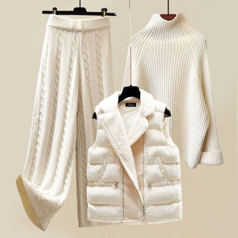 Zachte en warme dames set met comfortabele sweater en bodywarmer