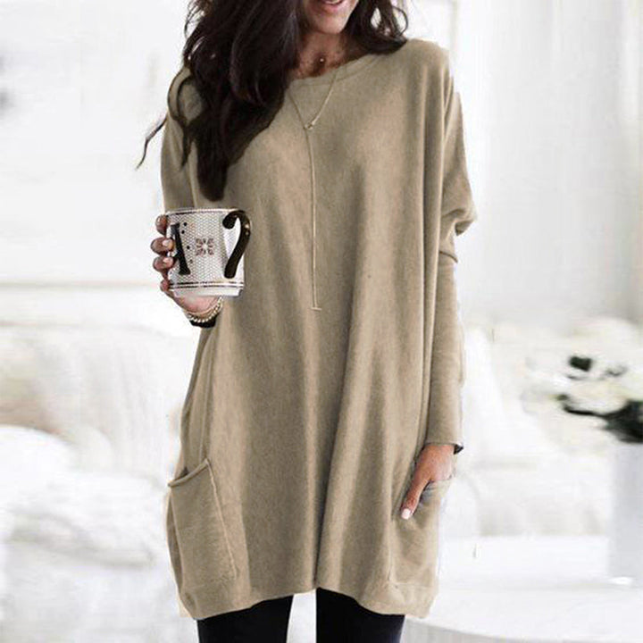 Trendy Oversized Warme Dames Tuniek Jurk met Zakken