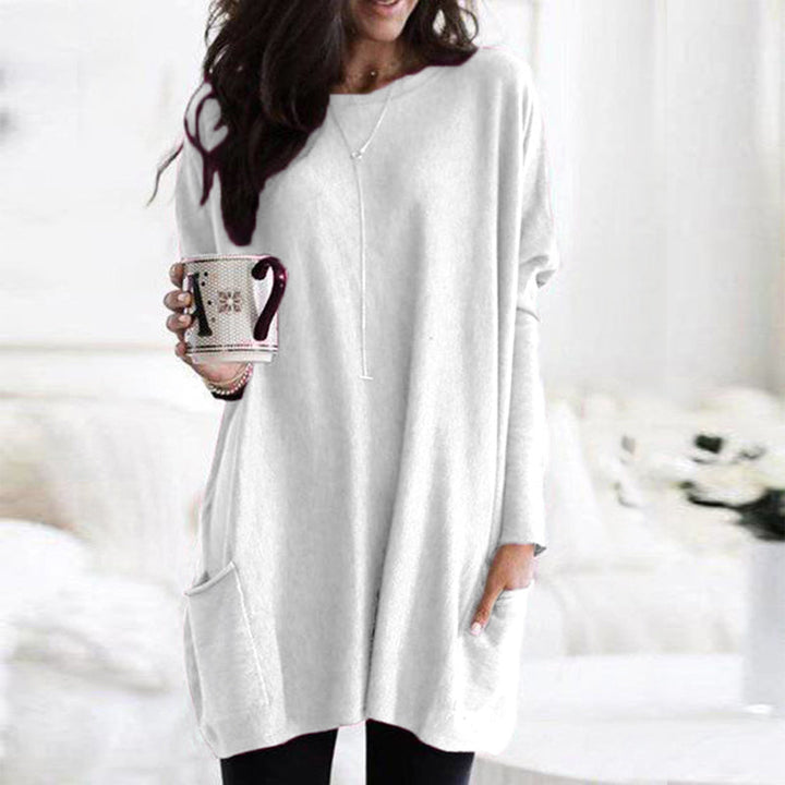 Trendy Oversized Warme Dames Tuniek Jurk met Zakken