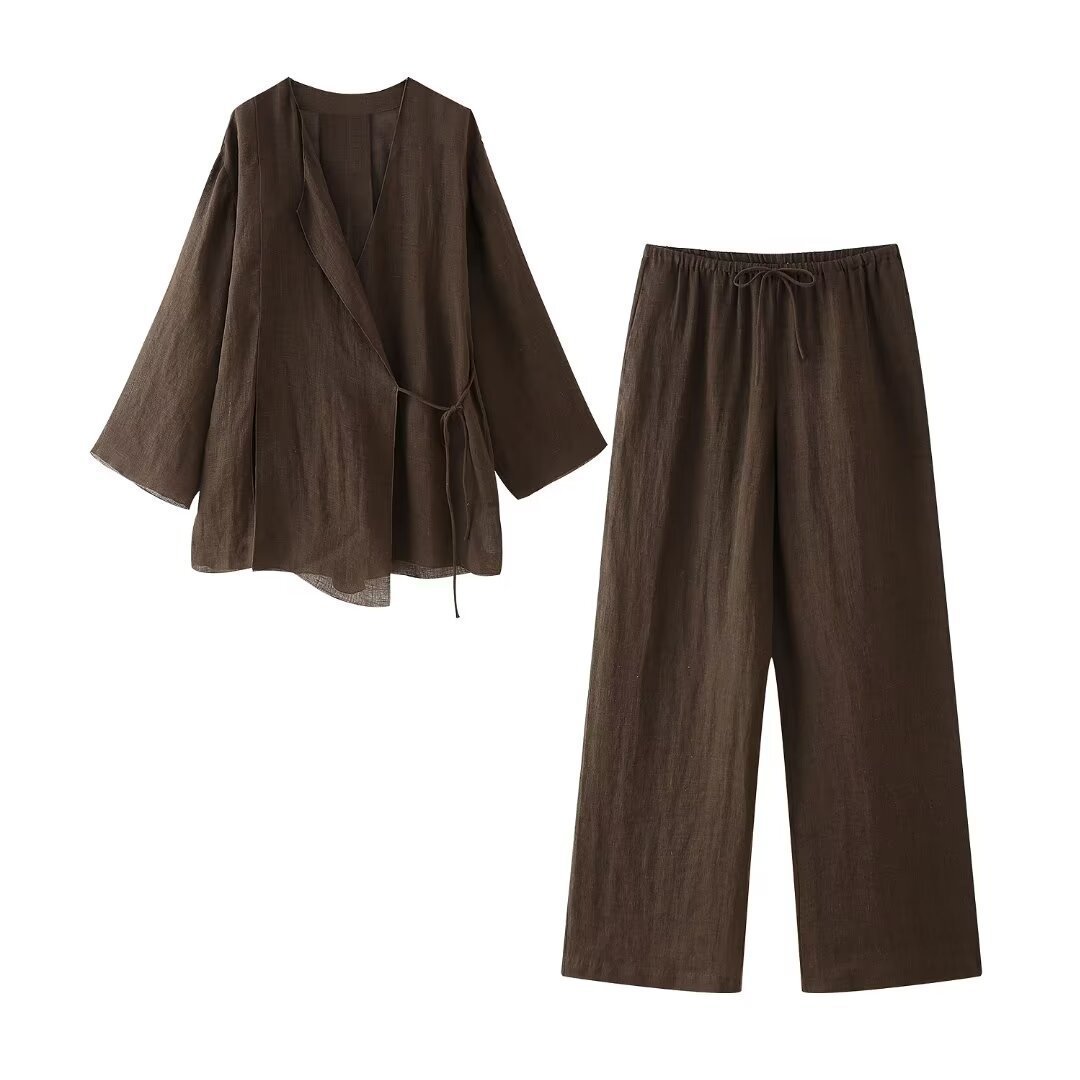 Gisela | Zomerse Linnen Wrap Top & Broek Set