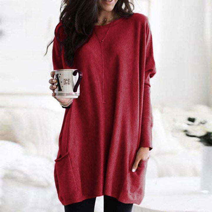 Trendy Oversized Warme Dames Tuniek Jurk met Zakken