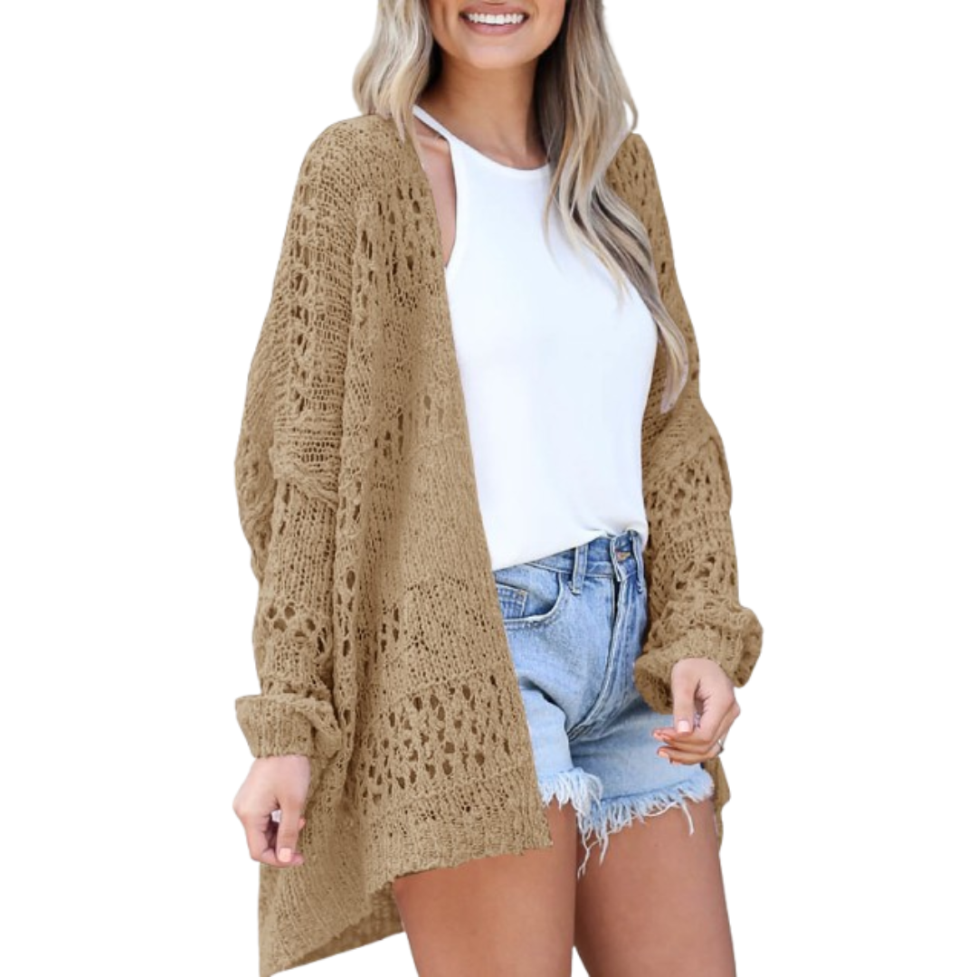 Luchtige gebreide vrouwen cardigan met oversized pasvorm