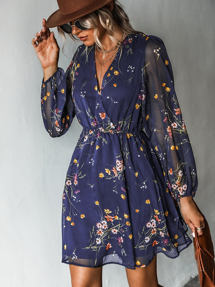 Nienke | Bloemenprint Chiffon Jurk