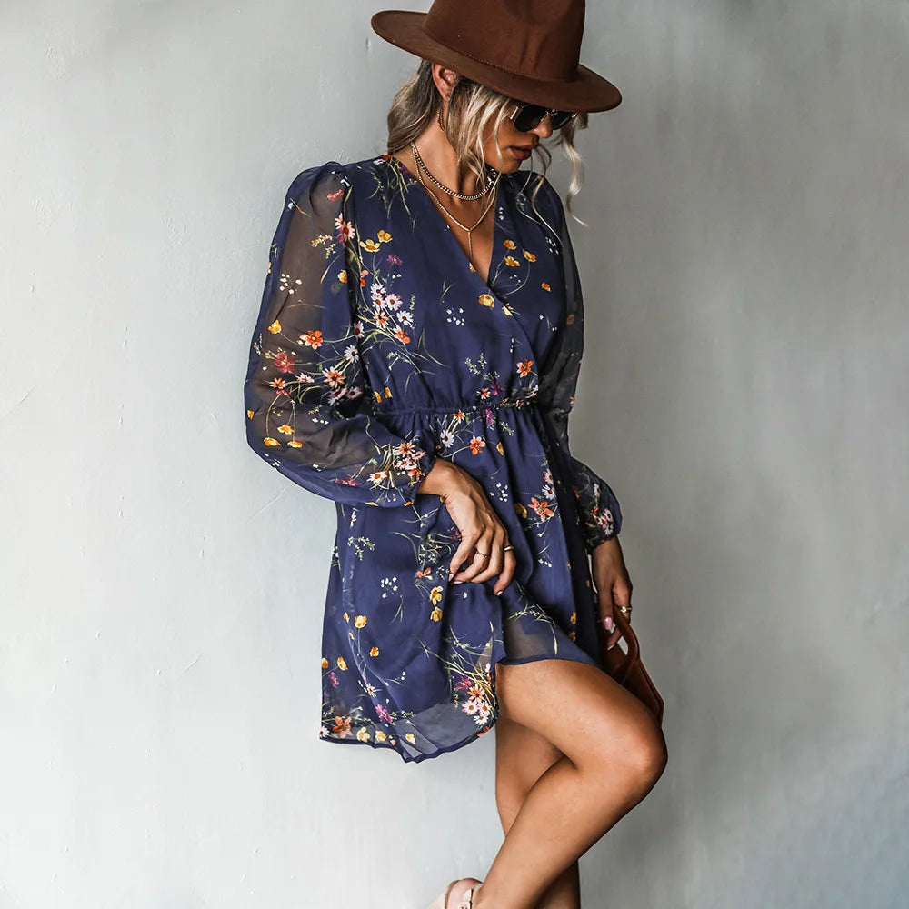 Nienke | Bloemenprint Chiffon Jurk