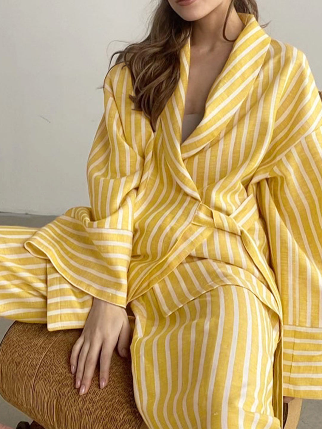 Jandy | Gestreept Loungewear Set met Kimono Touch