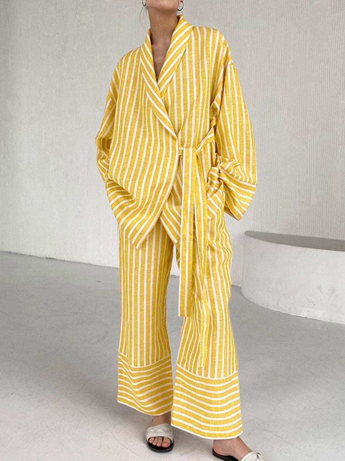 Jandy | Gestreept Loungewear Set met Kimono Touch