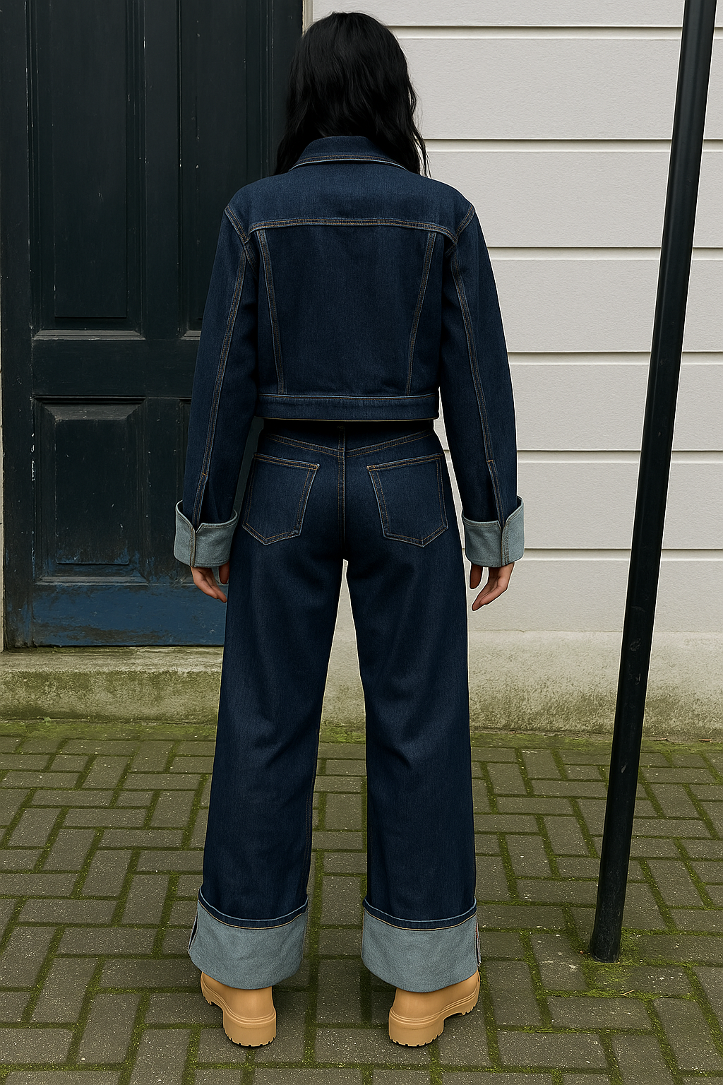 Katie | Denim Co-ord Set met Wide-Leg Jeans