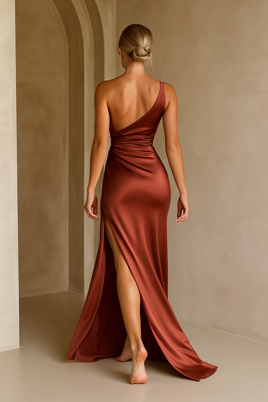 Liz | Luxe One-Shoulder Avondjurk met Hoge Split