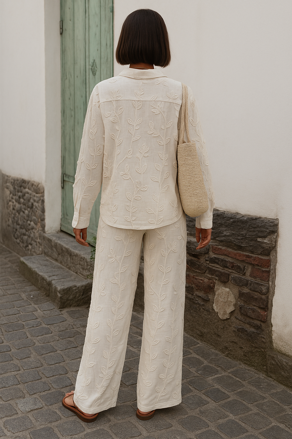 Kalie | Zomerse Geborduurde Broek en Blouse Set