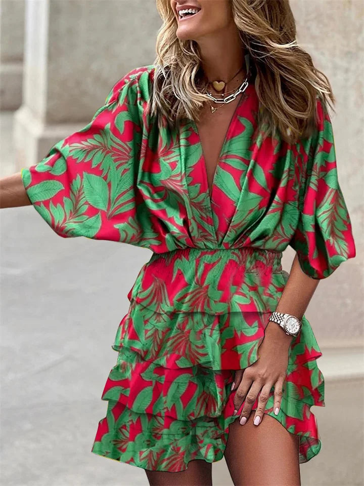 Asta | Elegante Bloemenjurk met Speelse Ruches