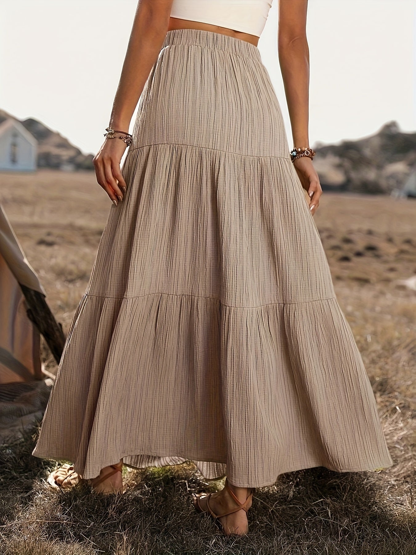 Cedra | Zomerse Maxi Rok met Knoopsluiting en A-Lijn Model