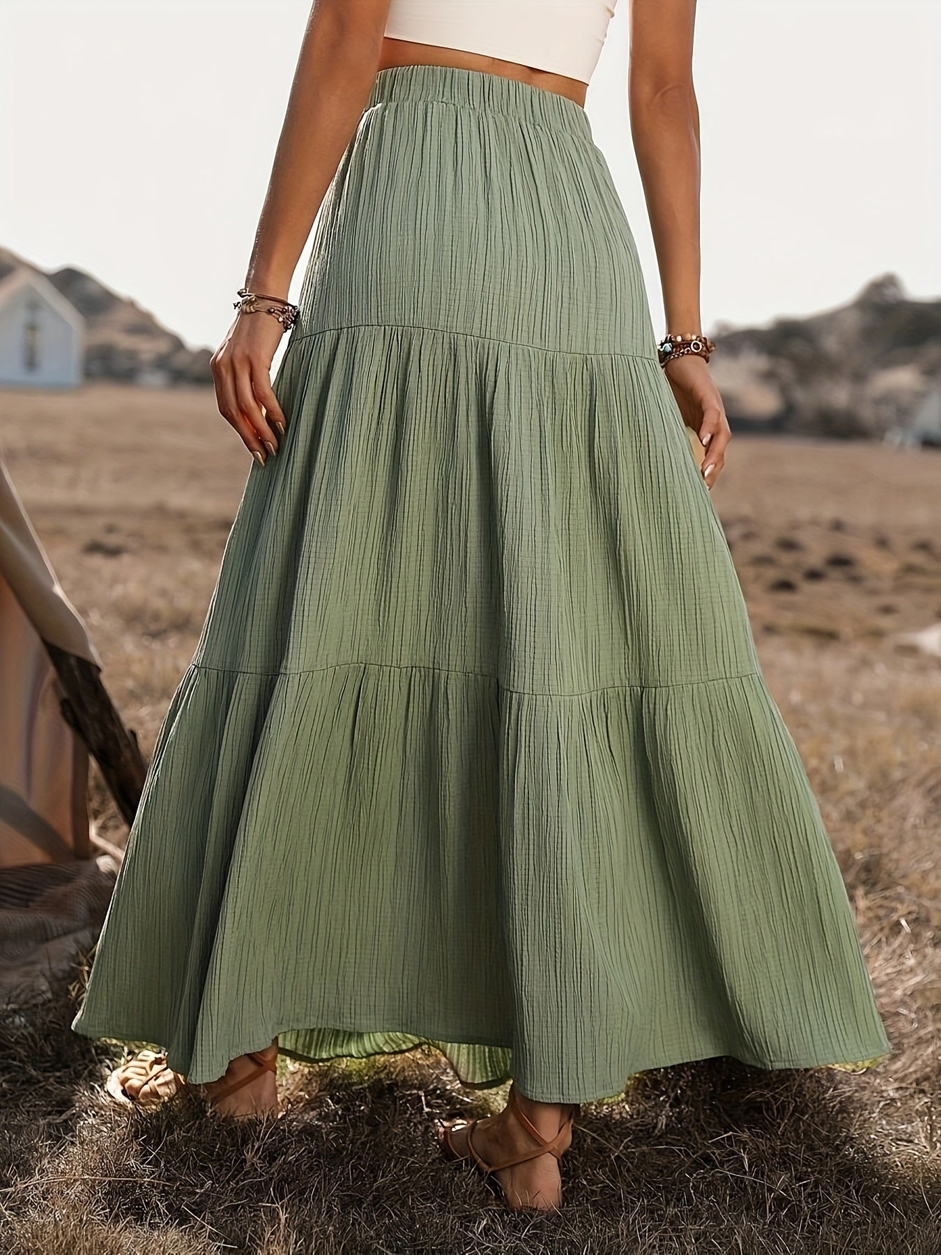 Cedra | Zomerse Maxi Rok met Knoopsluiting en A-Lijn Model