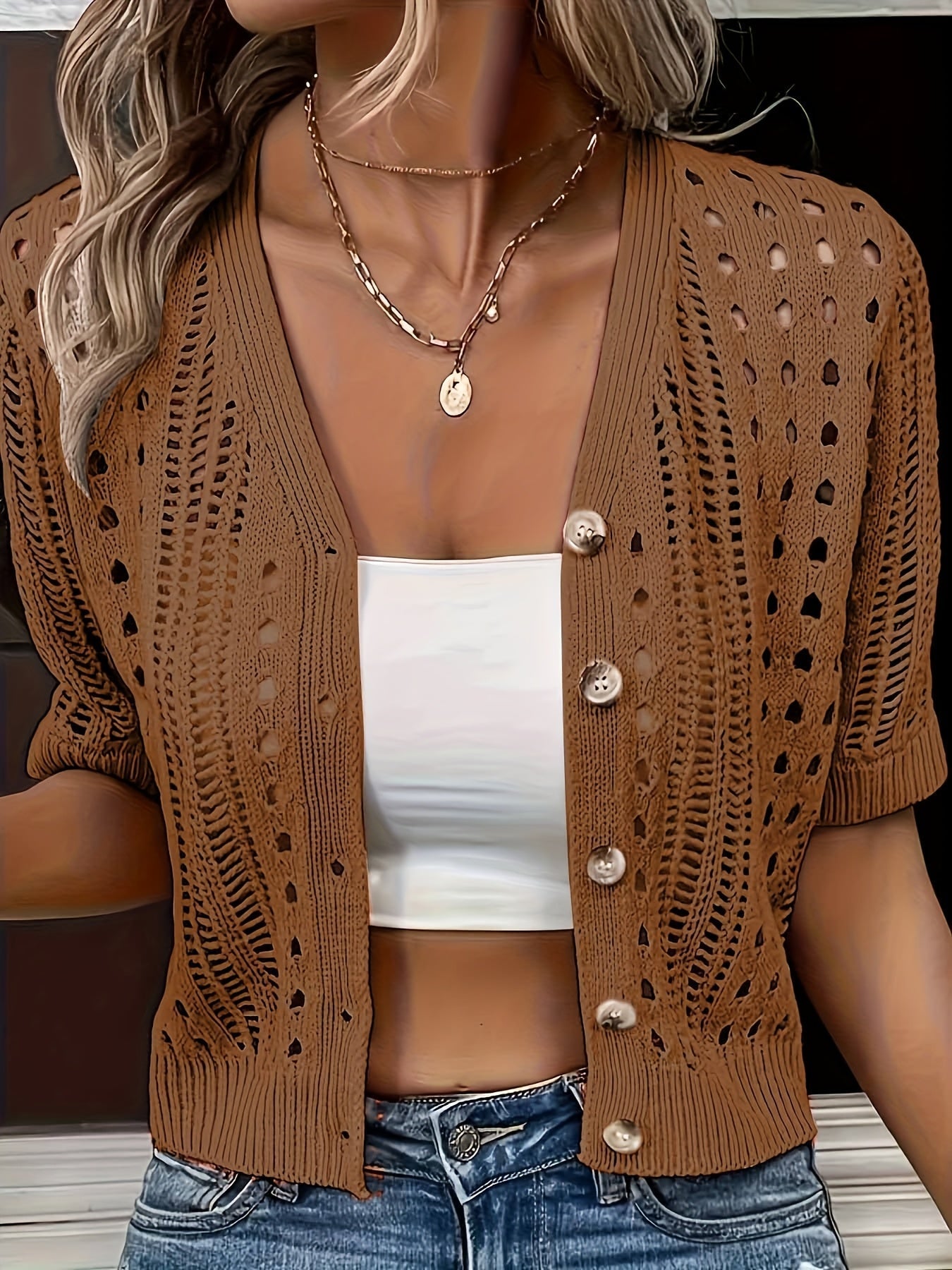 Reyne | Opengewerkte Korte Cardigan