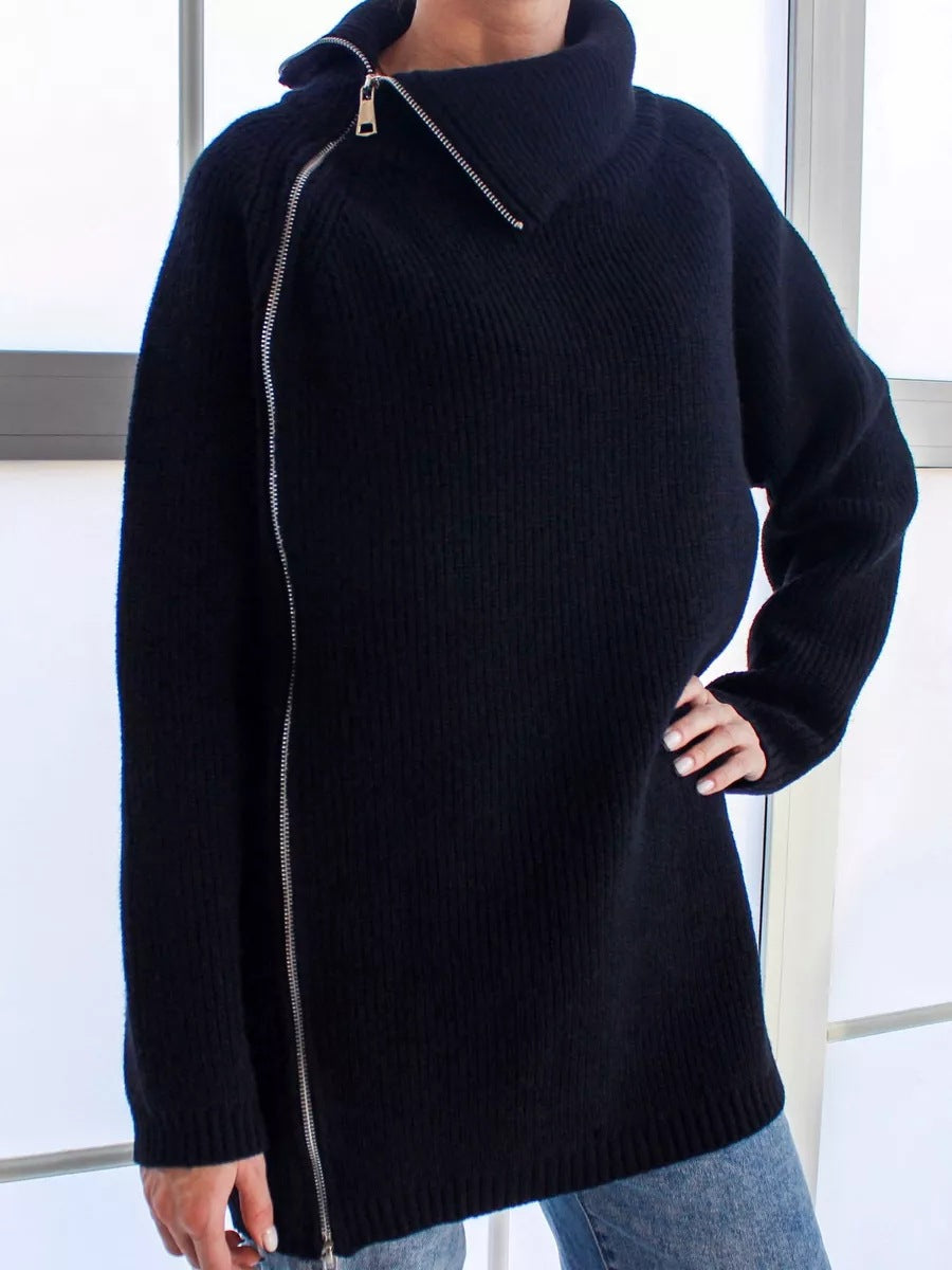 Warme Oversized Comfortabele Dames Trui met Rits