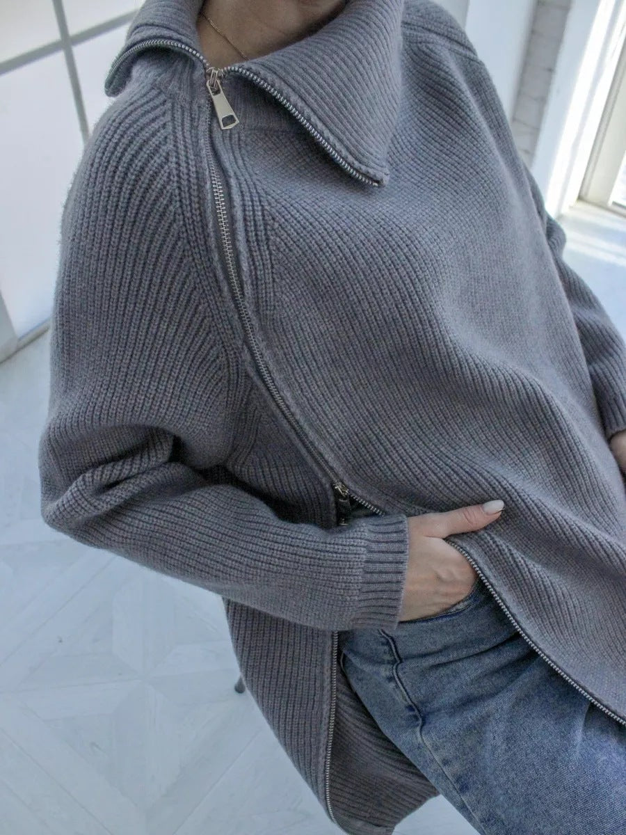 Warme Oversized Comfortabele Dames Trui met Rits