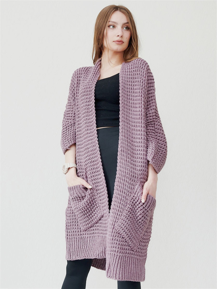 Trendy Oversized Warme Dames Cardigan met Zakken