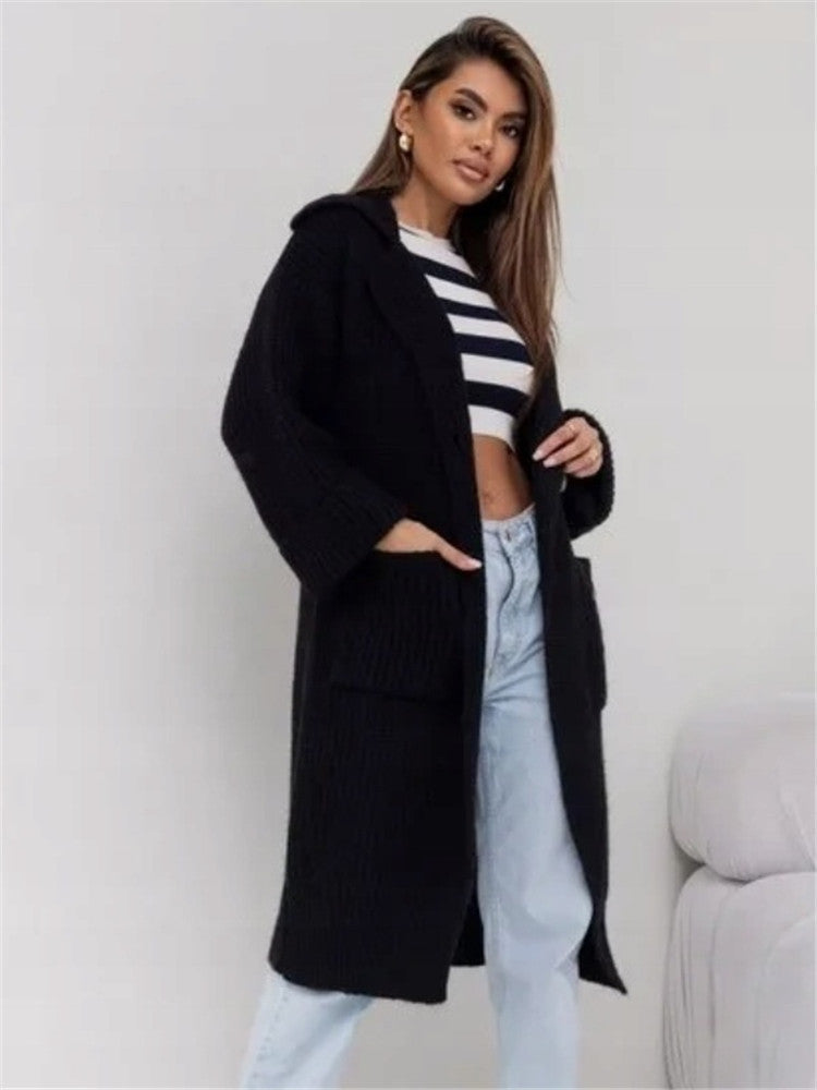 Trendy Lange Oversized Dames Cardigan met Zakken