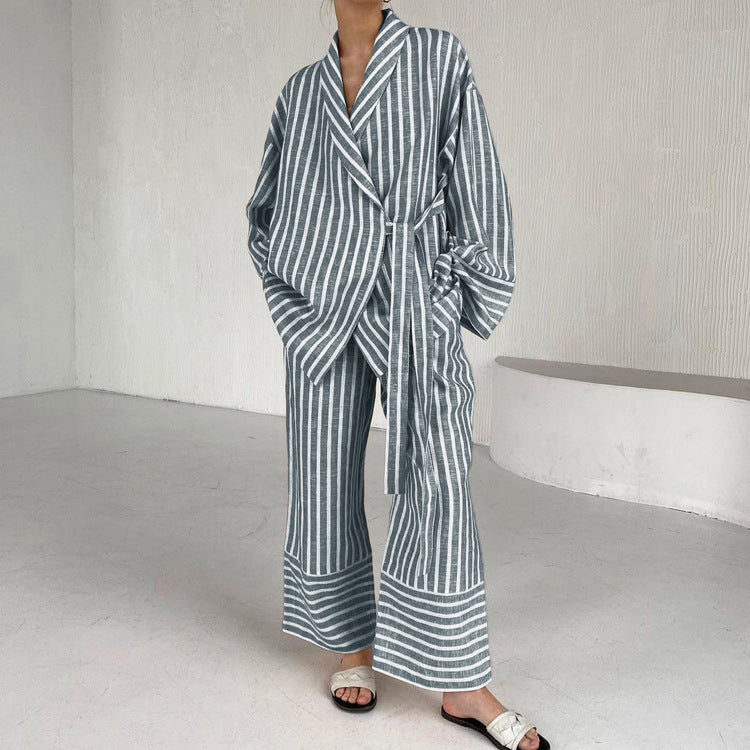 Jandy | Gestreept Loungewear Set met Kimono Touch