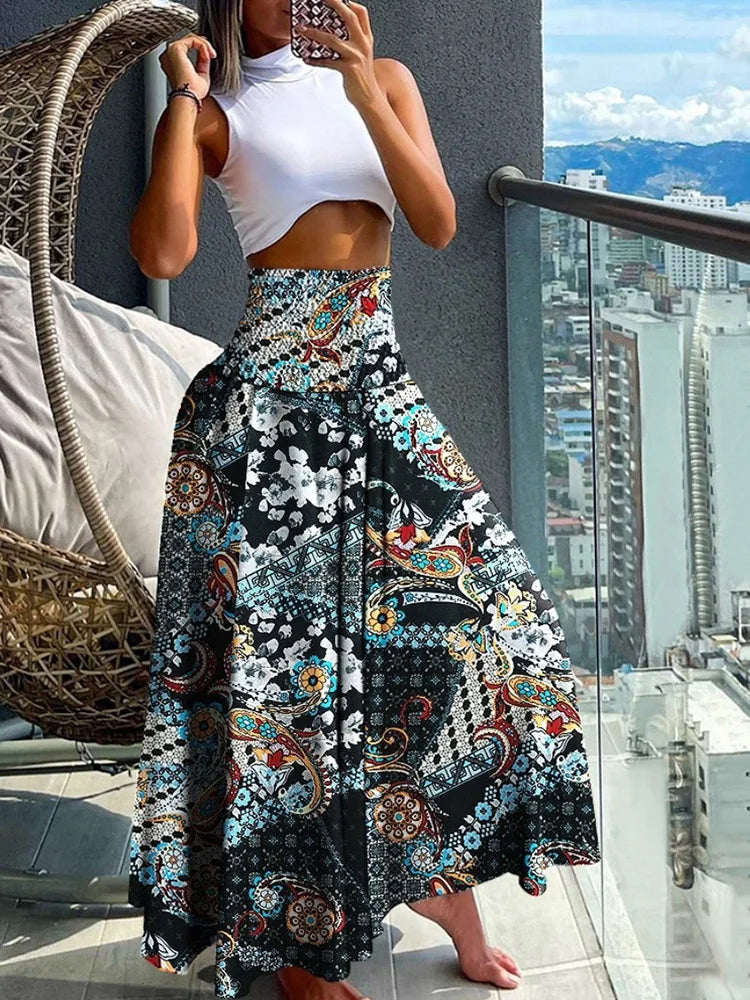 Kamelia | Tropische Wikkelrok met High Waist