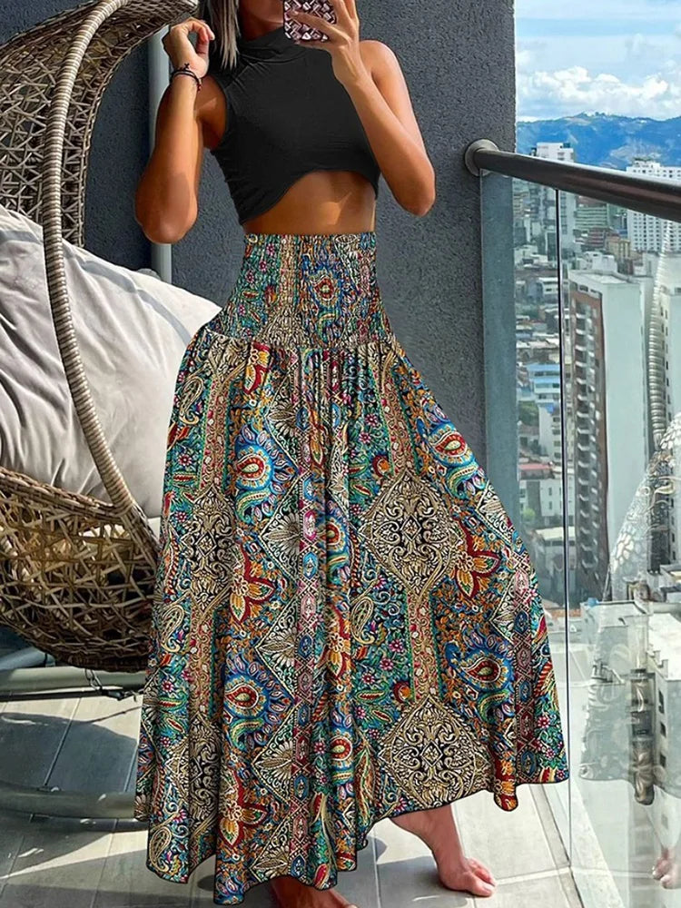 Kamelia | Tropische Wikkelrok met High Waist