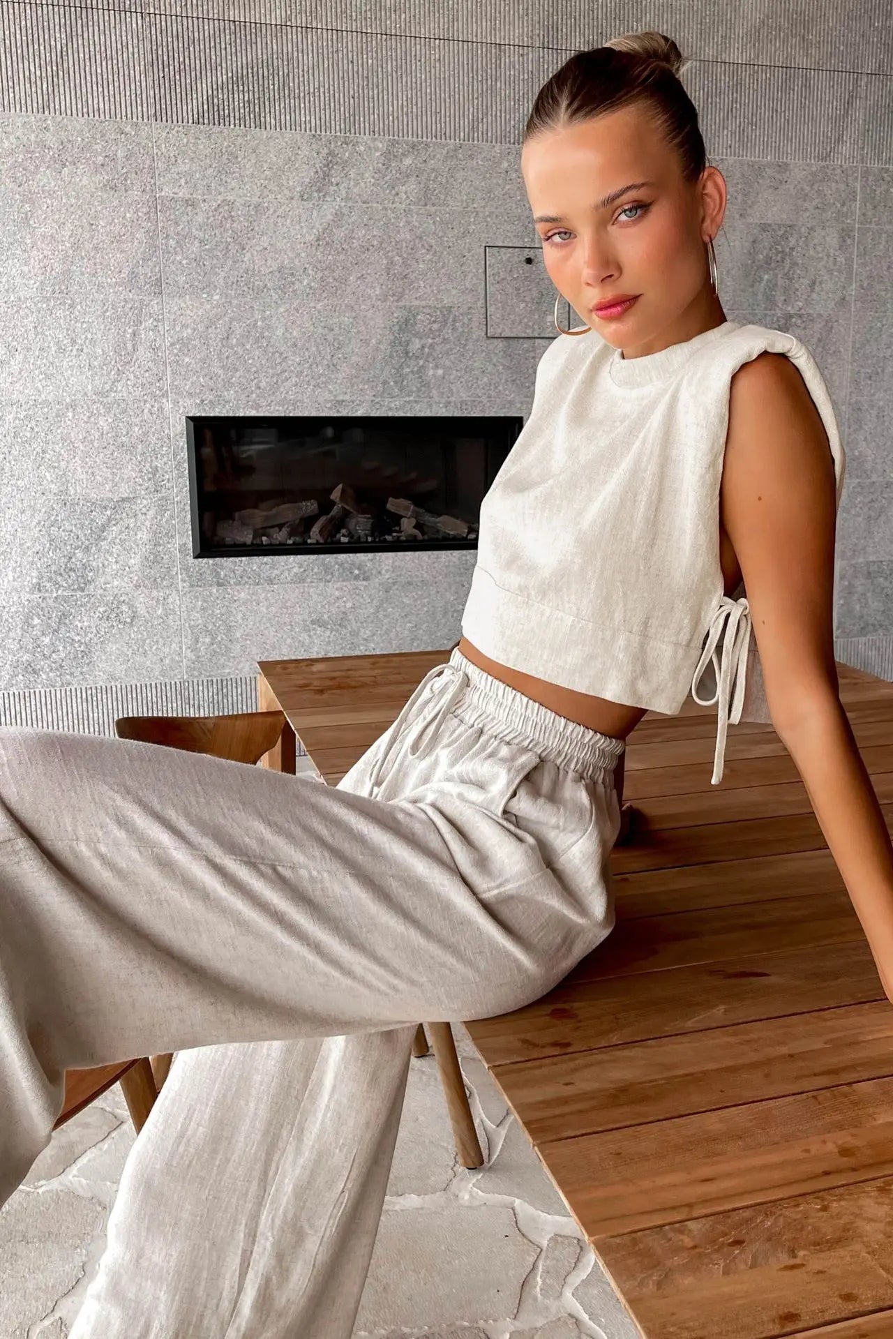 Ariyah | Set met Crop Top en Wijde Pijpen