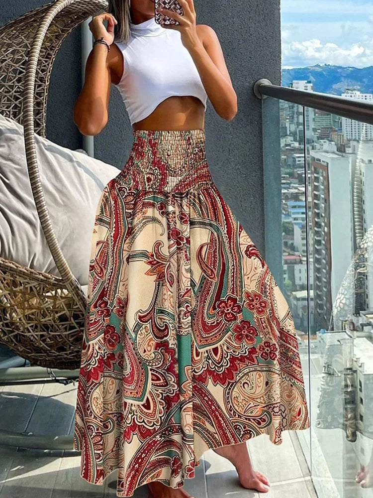 Kamelia | Tropische Wikkelrok met High Waist