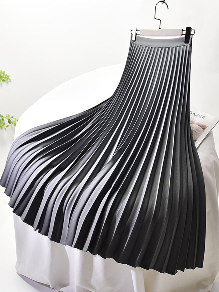 Levi | Glanzende Plissé Rok met Hoge Taille