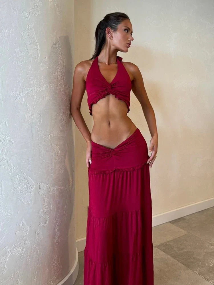 Elena | Bohemian Halter Maxi Set