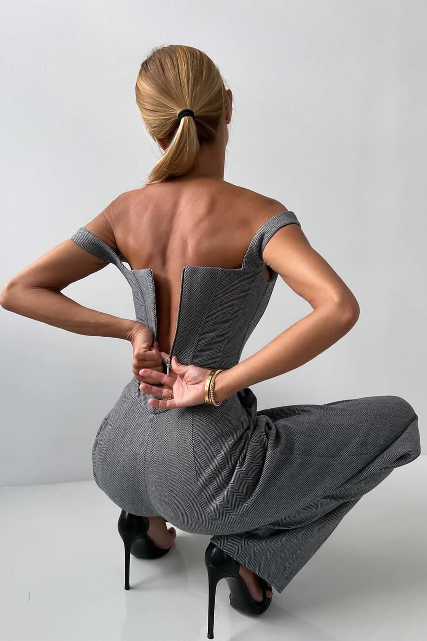 Stijlvolle gestructureerde dames set met luxe blazer en pantalon