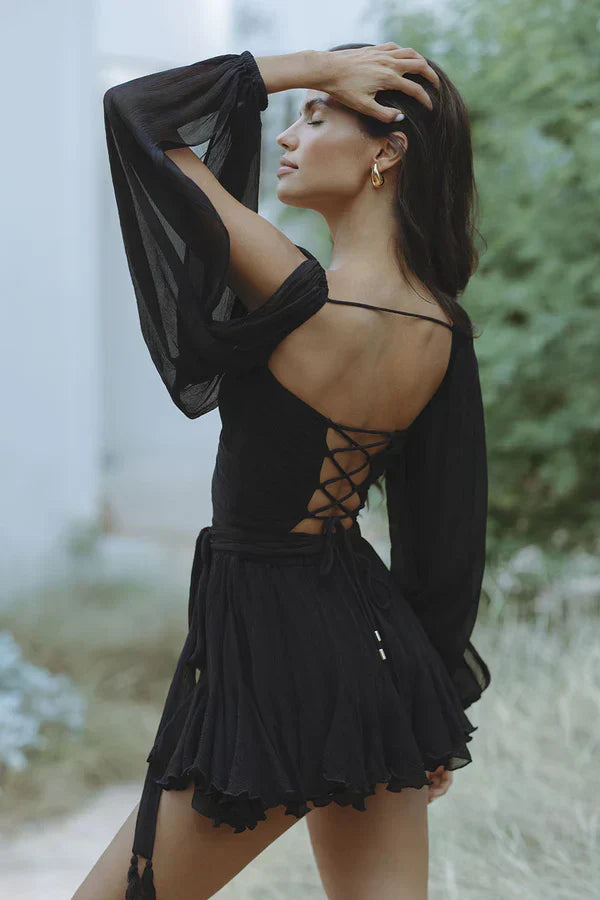 Lizzie | Romantische Chiffon Mini-Jurk