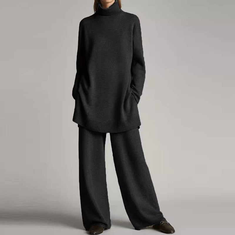 Comfortabele oversized dames set met warme loungebroek