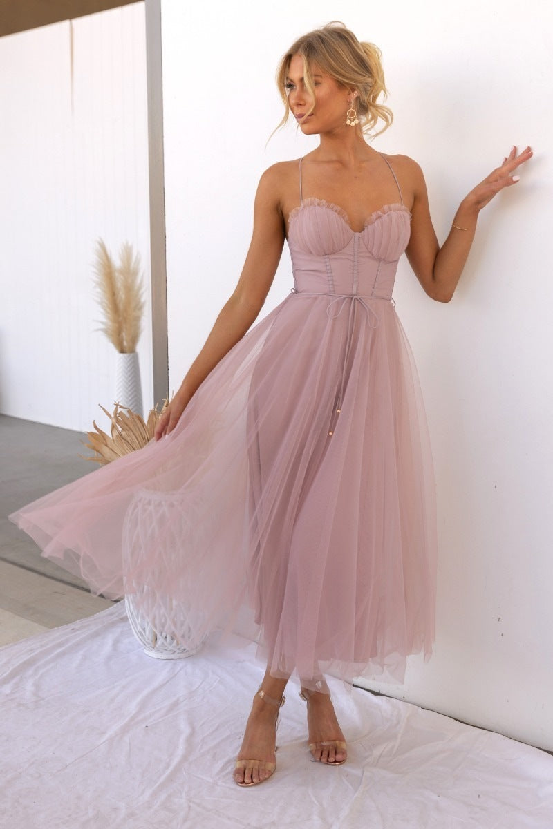 Marea | Tule Midi Jurk met Bustier Top