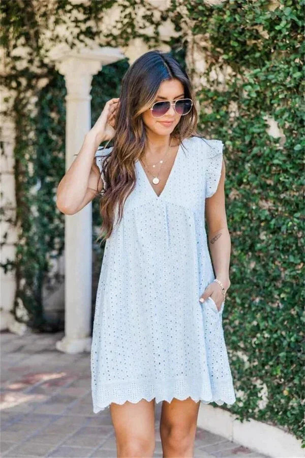 Keisha | Zomerse Eyelet Mini-Jurk