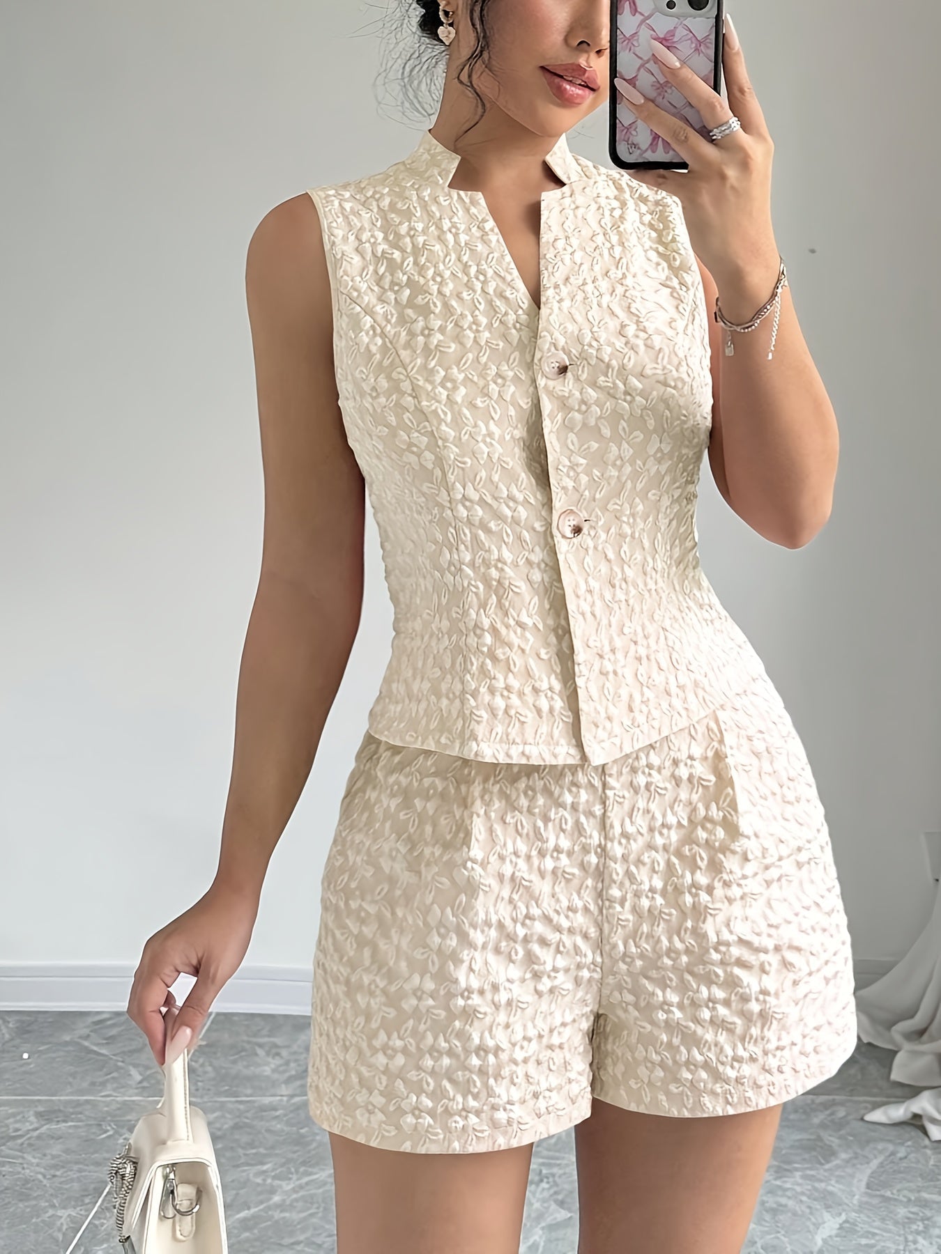 Riza | Elegante Tweedelige Set met Textuur en Knoopsluiting