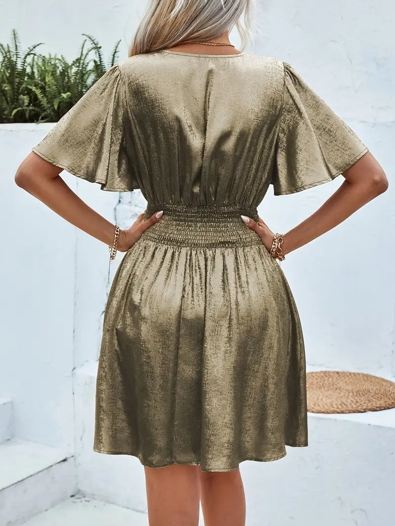 Daphne | Goudkleurige Elegante Mini Jurk