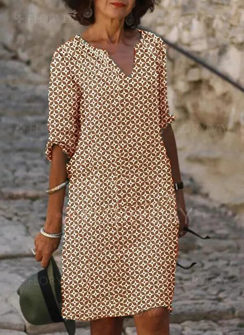 Hermina | Luchtige Zomerjurk met Print - Midi