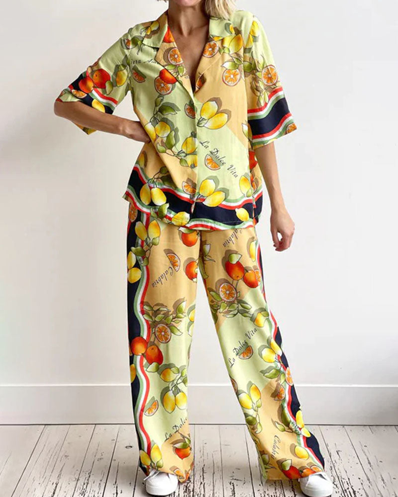 Timna | Tweedelige Fruitprint Set met Italiaanse Flair