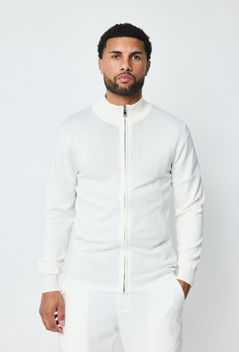 Faro Full Zip Sweater - Wit