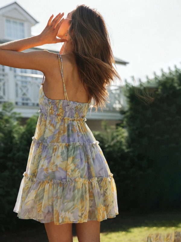 Feye | Zwierige Zomerjurk met Bloemenprint en Spaghettibandjes