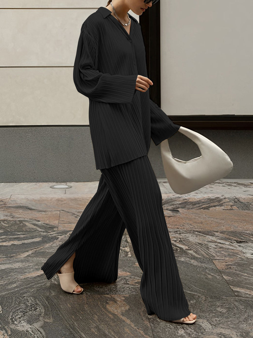 Hanna | Elegante Two-Piece Set met Luchtige Plissé