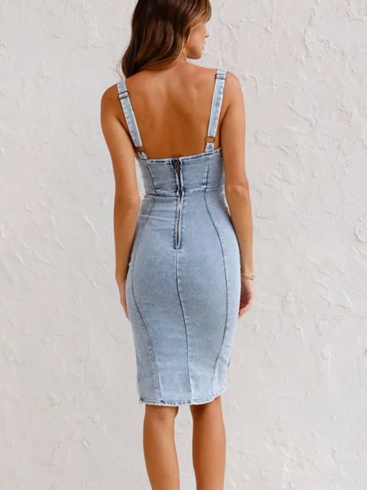 Ovia | Denim Midi-Jurk