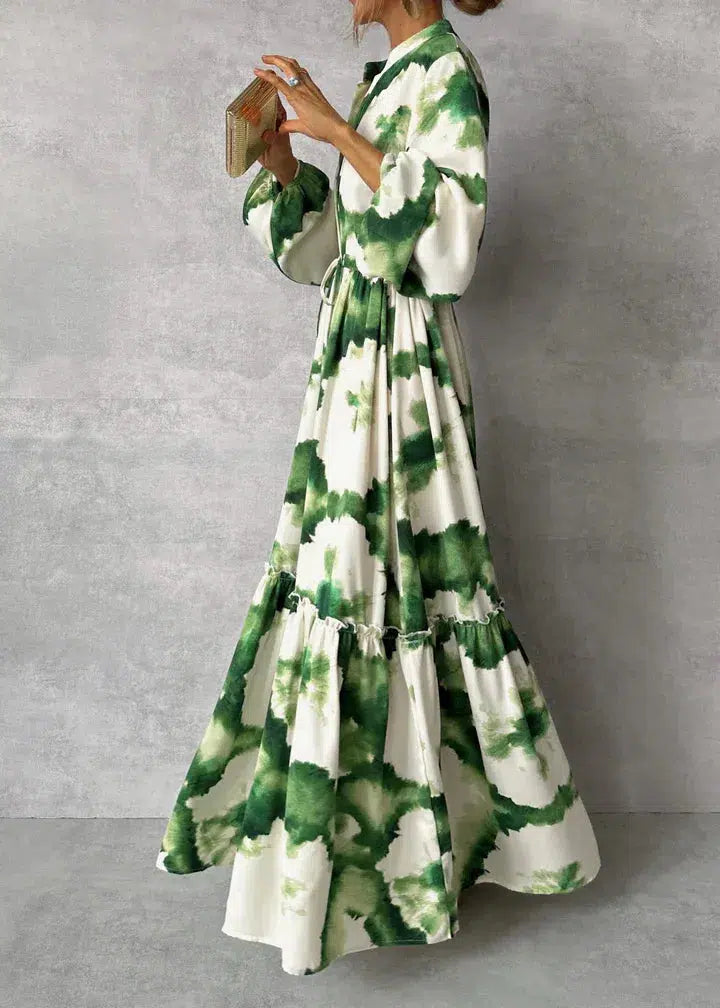 Gretchen | Zomerse Maxi Jurk met Artistieke Tie-Dye Print