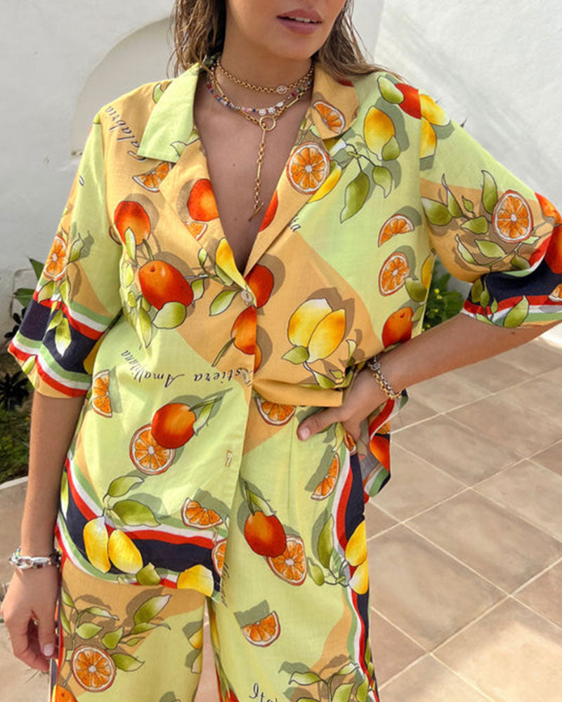 Timna | Tweedelige Fruitprint Set met Italiaanse Flair