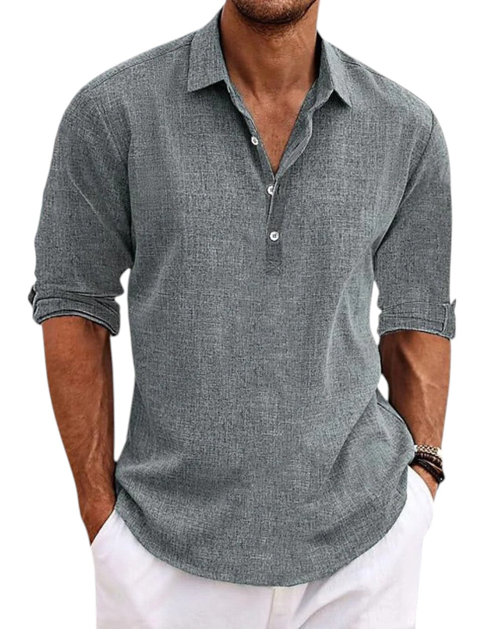 Pallogrino - Linnen Knoopshirt voor Heren – Casual Zomerlook