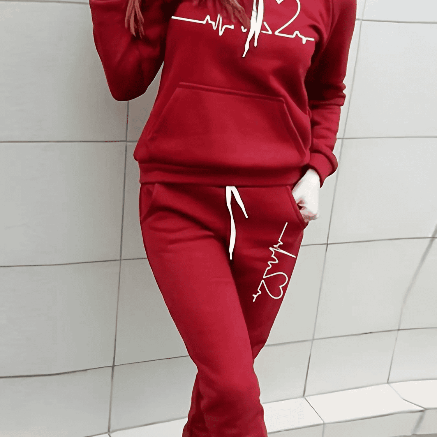 Zachte en comfortabele dames loungewear set met warme fleece sweater