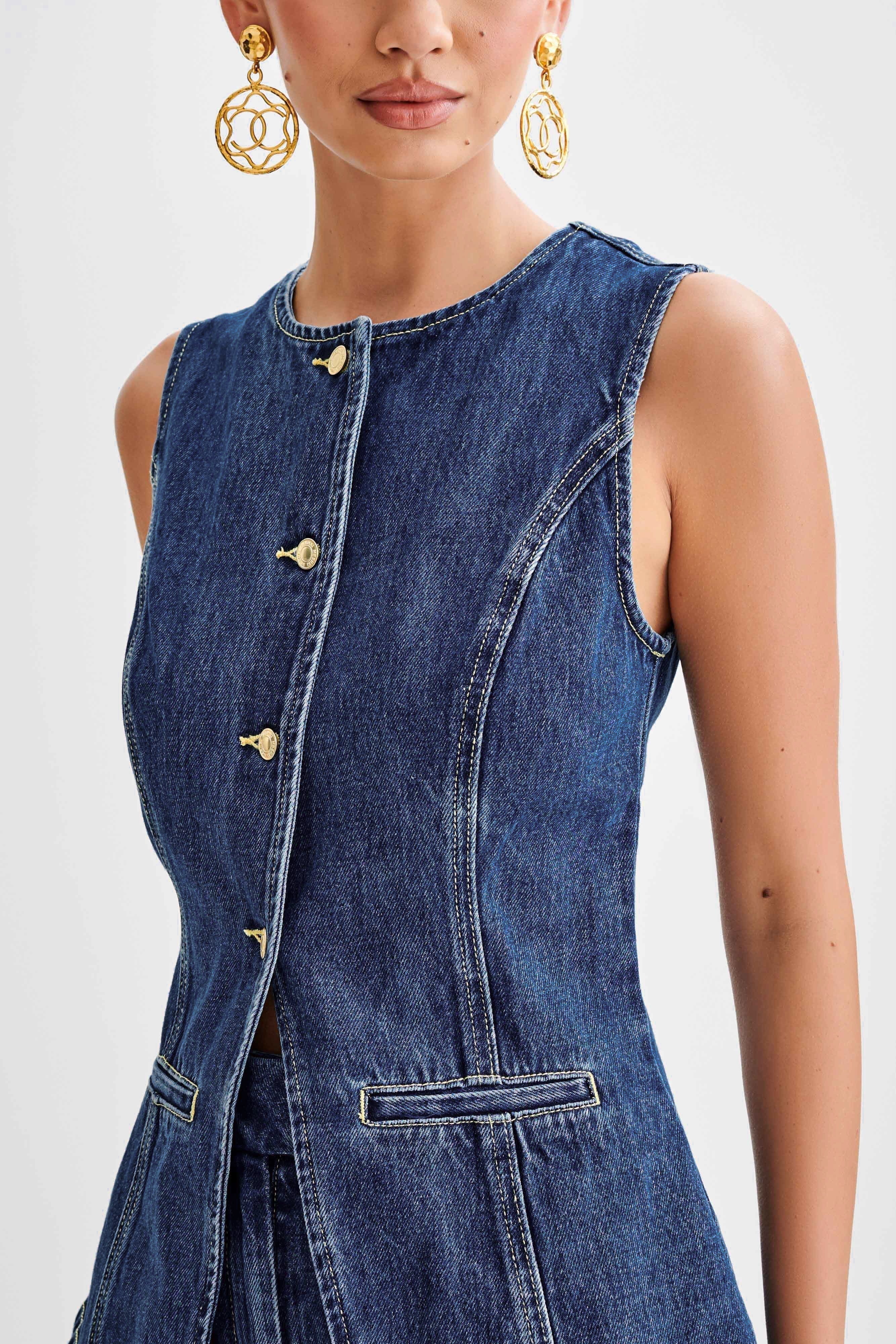 Klara | Denim Gilet Set
