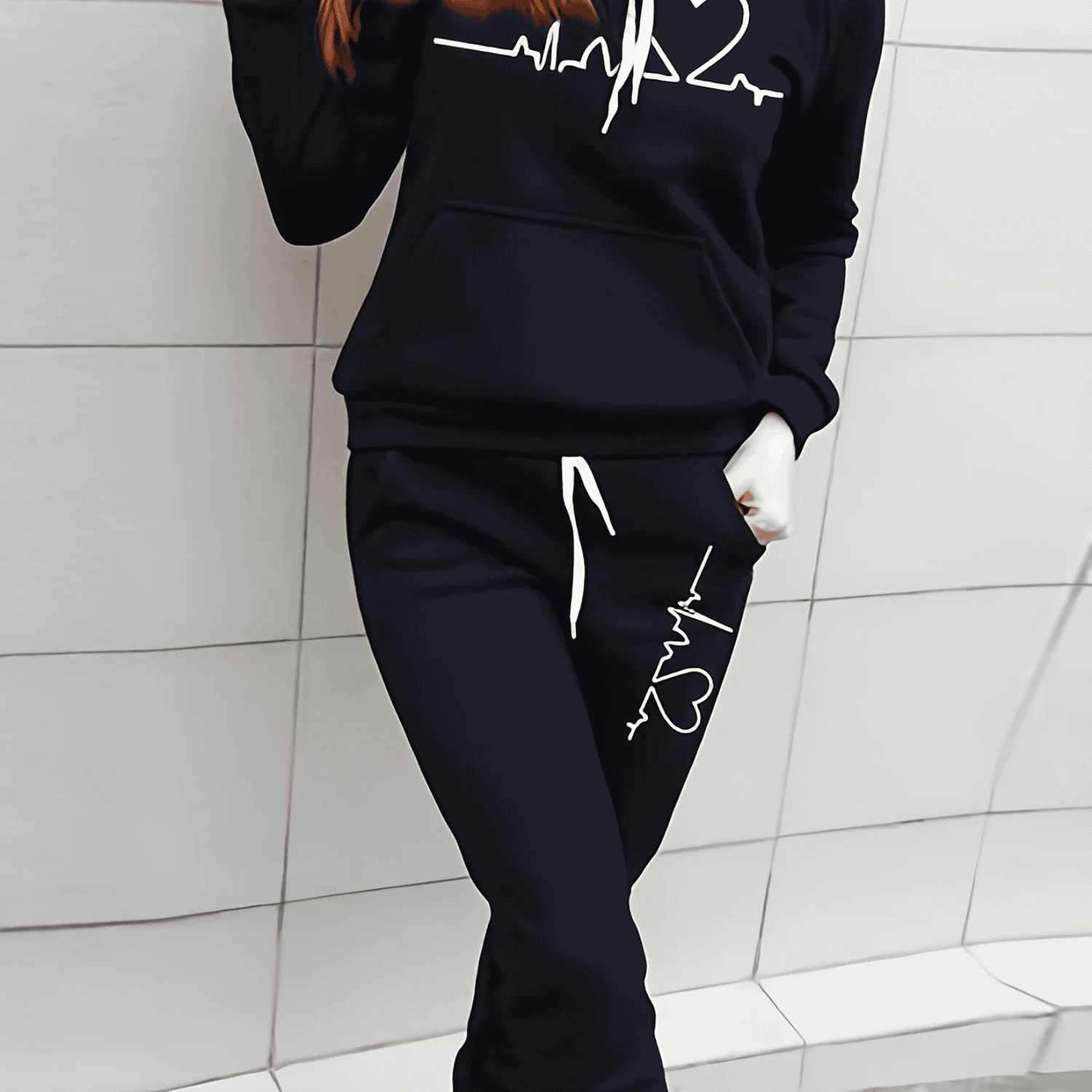 Zachte en comfortabele dames loungewear set met warme fleece sweater