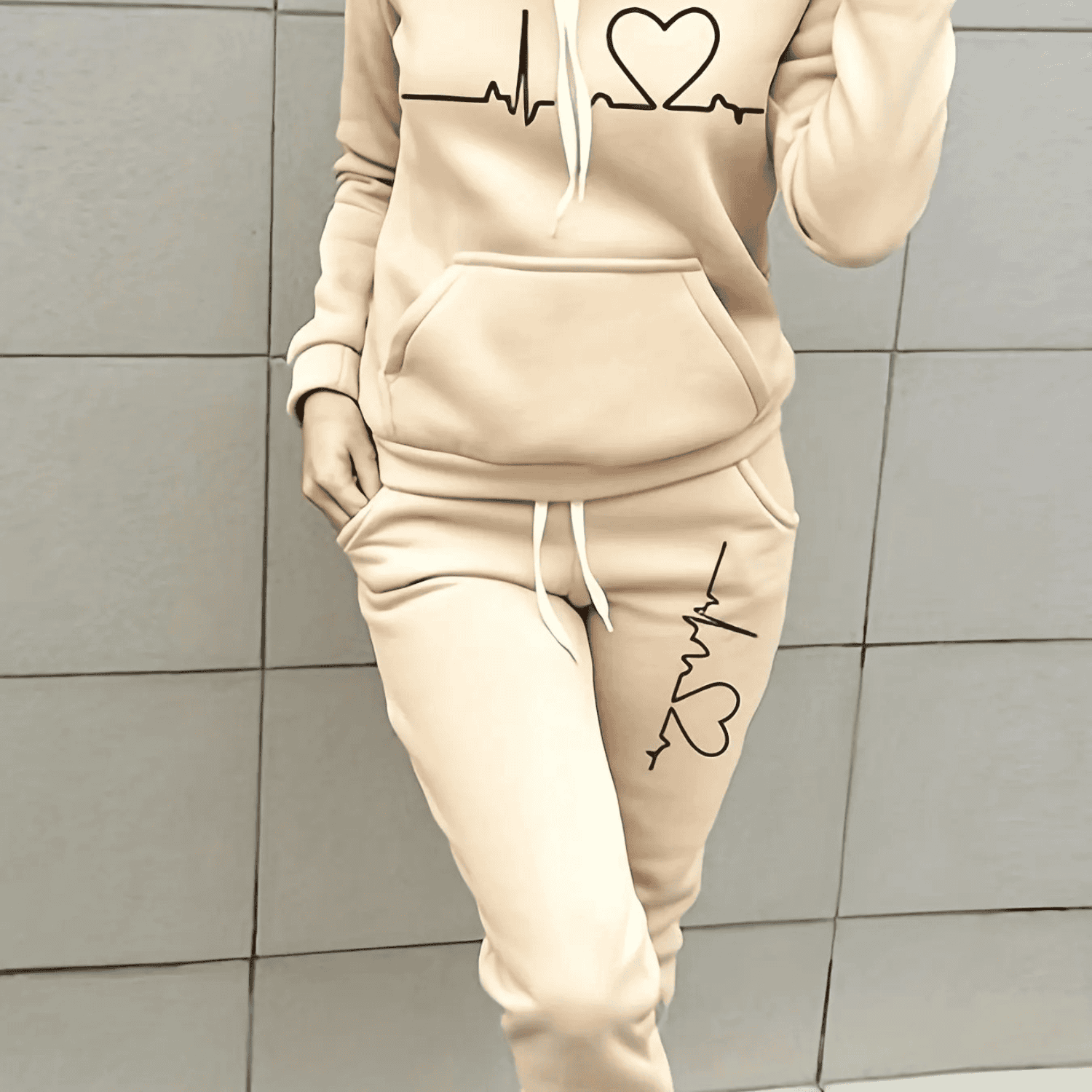 Zachte en comfortabele dames loungewear set met warme fleece sweater
