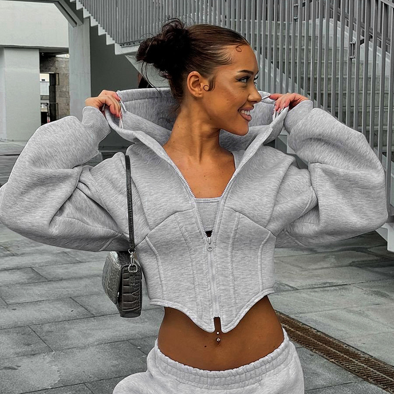 Abree | Trendy Cropped Hoodie met Corsetdetails